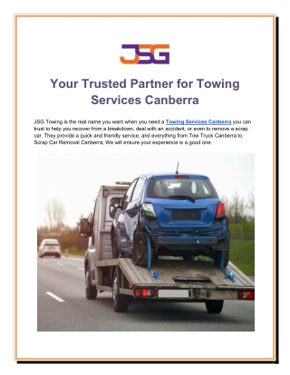 Reliable Towing Services Canberra | Tow Truck & Scrap Car Removal