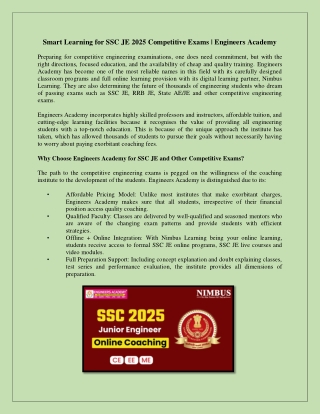 Smart Learning for SSC JE 2025 Competitive Exams