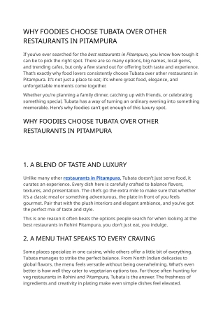 Best Restaurants in Pitampura by Tubata