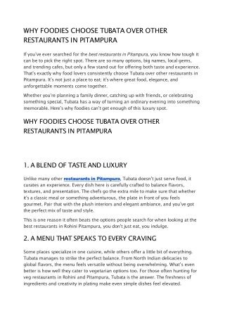 Best Restaurants in Pitampura by Tubata