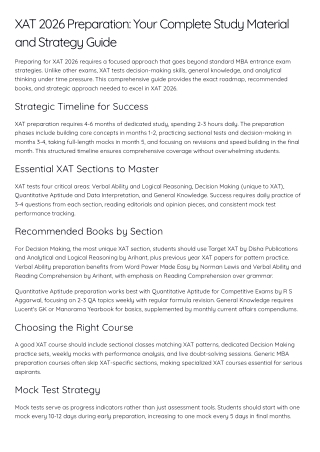 XAT 2026 Preparation: Complete Study Material, Timeline & Strategy Guide