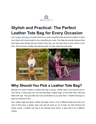 Stylish and Practical_ The Perfect Leather Tote Bag for Every Occasion