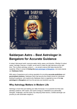 The Ultimate Guide to Finding the Best Astrologer in Bangalore for Your Life Problems