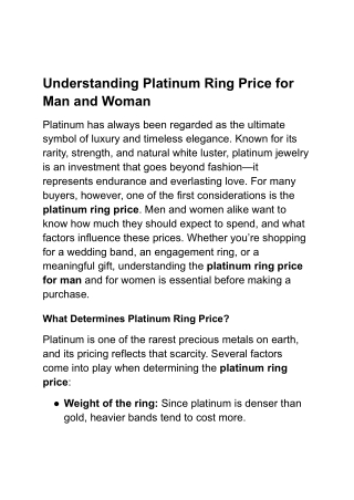 Platinum Ring Price for Man and Woman