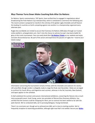 Rhys Thomas Turns Down Wales Coaching Role After Six Nations