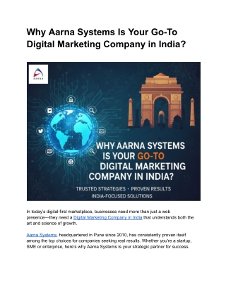 Why Aarna Systems Is Your Go-To Digital Marketing Company in India