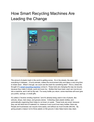 How Smart Recycling Machines Are Leading the Change