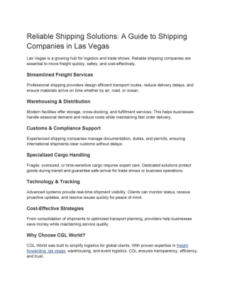 Reliable Shipping Solutions_ A Guide to Shipping Companies in Las Vegas PPT