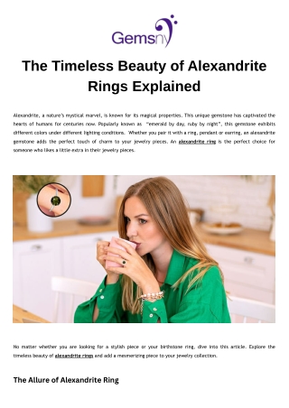 Alexandrite Rings A Timeless Symbol of Beauty