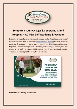 Semporna Tour Package & Semporna Island Hopping – AC PGA Golf Academy & Vacation