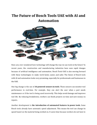 The Future of Bosch Tools UAE with AI and Automation
