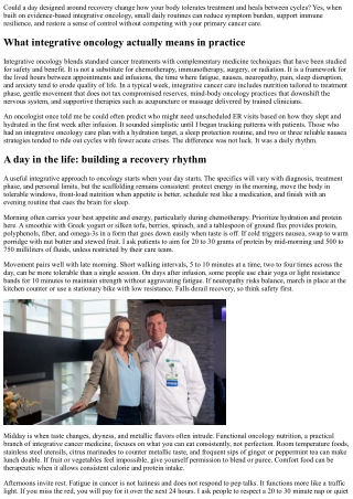 Oncology Wellness and Integrative Healing: Routines for Daily Recovery