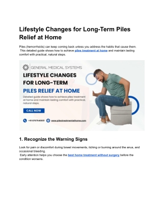 Lifestyle Changes for Long-Term Piles Relief at Home