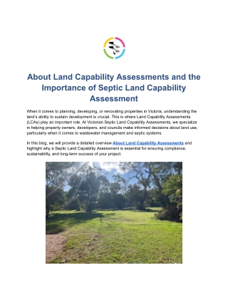 About Land Capability Assessments – Victorian Septic Land Capability Assessments