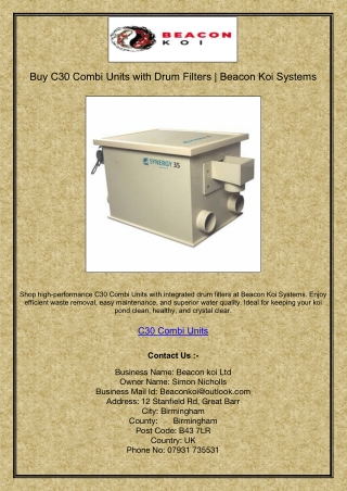 Buy C30 Combi Units with Drum Filters | Beacon Koi Systems