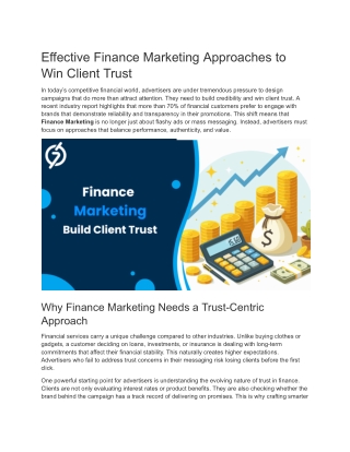 Effective Finance Marketing Approaches to Win Client Trust
