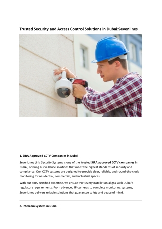 SIRA approved CCTV companies in Dubai-sevenlines
