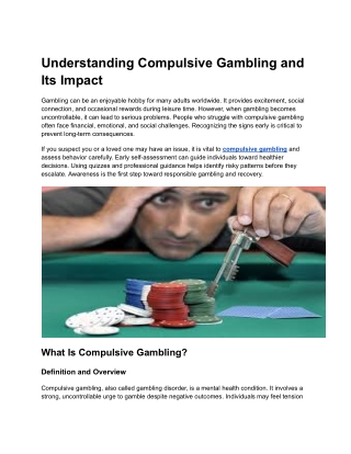 Understanding Compulsive Gambling and Its Impact on Lives 2