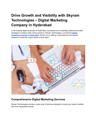 Drive Growth and Visibility with Skyram Technologies – Digital Marketing Company in Hyderabad