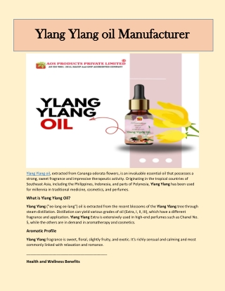 Ylang Ylang oil Manufacturer