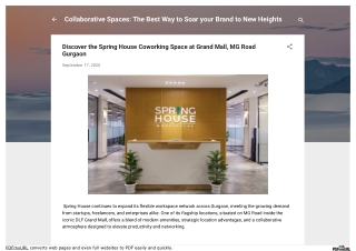 Discover the Spring House Coworking Space at Grand Mall, MG Road Gurgaon