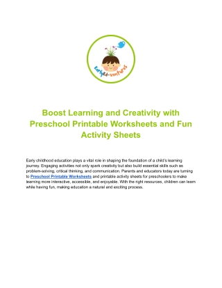 Free Preschool Worksheets – Fun Learning Resources for Kids