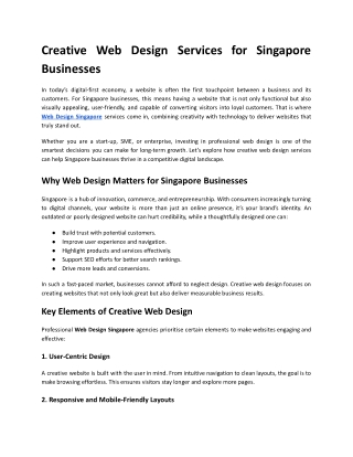Creative Web Design Services for Singapore Businesses