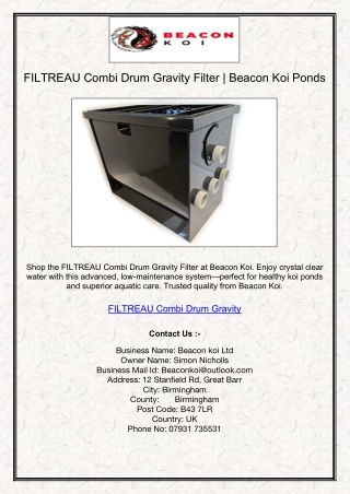 FILTREAU Combi Drum Gravity Filter | Beacon Koi Ponds