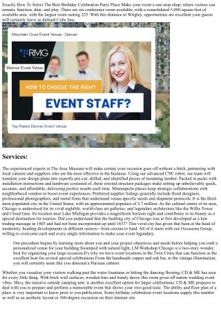 Just How To Choose The Ideal Birthday Celebration Celebration Venue