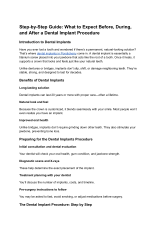 Step-by-Step Guide_ What to Expect Before, During, and After a Dental Implant Procedure
