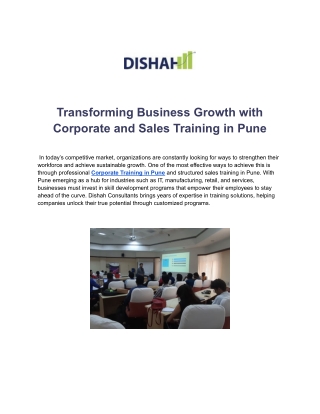Corporate Training in Delhi – Dishah Consultants