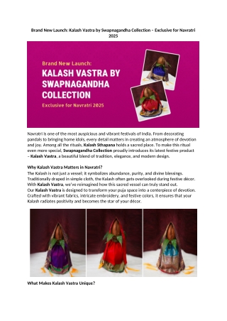 Brand New Launch Kalash Vastra by Swapnagandha Collection Exclusive for Navratri 2025