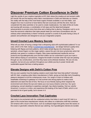 Discover Premium Cotton Excellence in Delhi