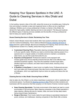 Cleaning Company in Abu Dhabi