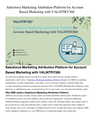 Salesforce Marketing Attribution Platform