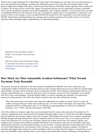 Ordinary Quantity Settlement For Motorbike Mishaps