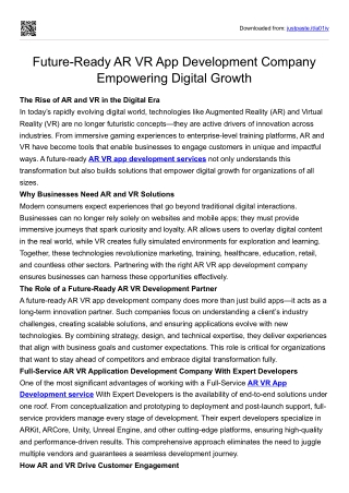 AR VR App Development Company - Designoweb Technologies