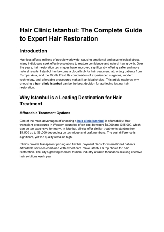 Hair Clinic Istanbul: Affordable & Expert Hair Restoration