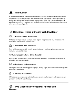 Why Should You Hire a Shopify Web Developer for Your Online Store?
