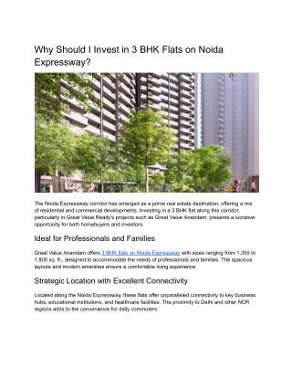 Why Should I Invest in 3 BHK Flats on Noida Expressway_