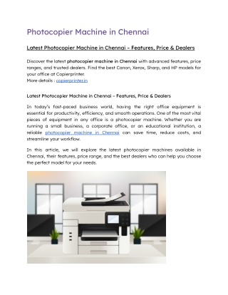 Photocopier Machine in Chennai