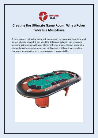 Creating the Ultimate Game Room: Why a Poker Table Is a Must-Have
