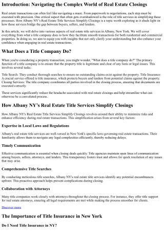 How Albany NY’s Real Estate Title Services Simplify Closings