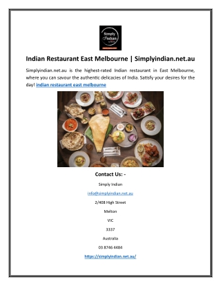 Indian Restaurant East Melbourne | Simplyindian.net.au