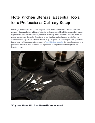 Hotel Kitchen Utensils_ Essential Tools for a Professional Culinary Setup