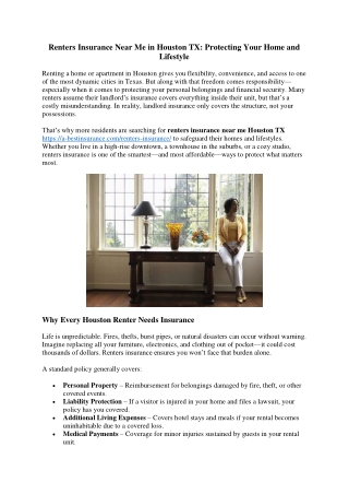 Renters Insurance Near Me in Houston TX