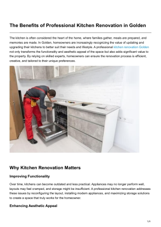 The Benefits of Professional Kitchen Renovation in Golden