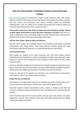 Dita Von Teese Pasties A Definitive Guide to Iconic Burlesque Fashion