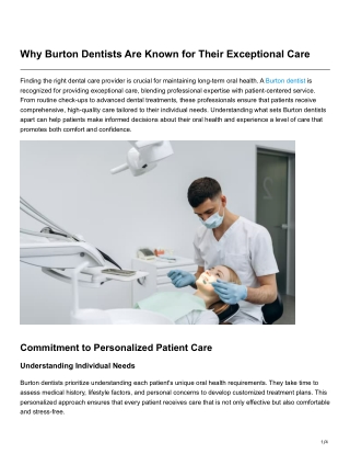Why Burton Dentists Are Known for Their Exceptional Care