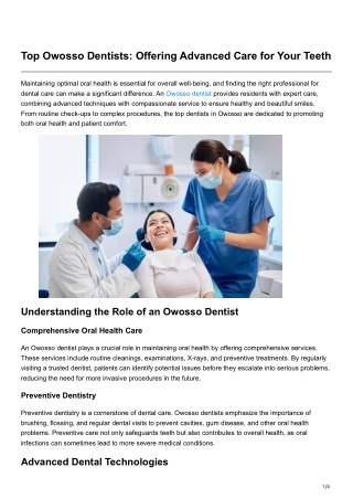 Top Owosso Dentists Offering Advanced Care for Your Teeth